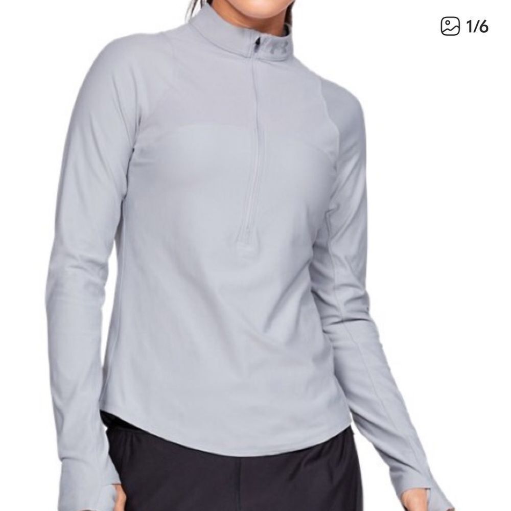 Under Armour Qualifier Half Zip Running Shirt Gray Womens XL NEW
